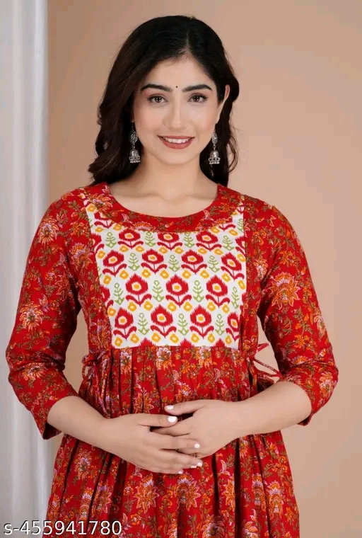 Elegant Floral Maternity & Feeding Gown | Comfortable Nursing Dress for Women - Image 2