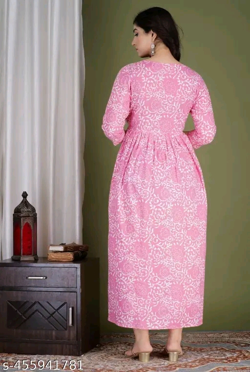 Elegant Floral Maternity & Feeding Gown | Comfortable Nursing Dress for Women - Image 4