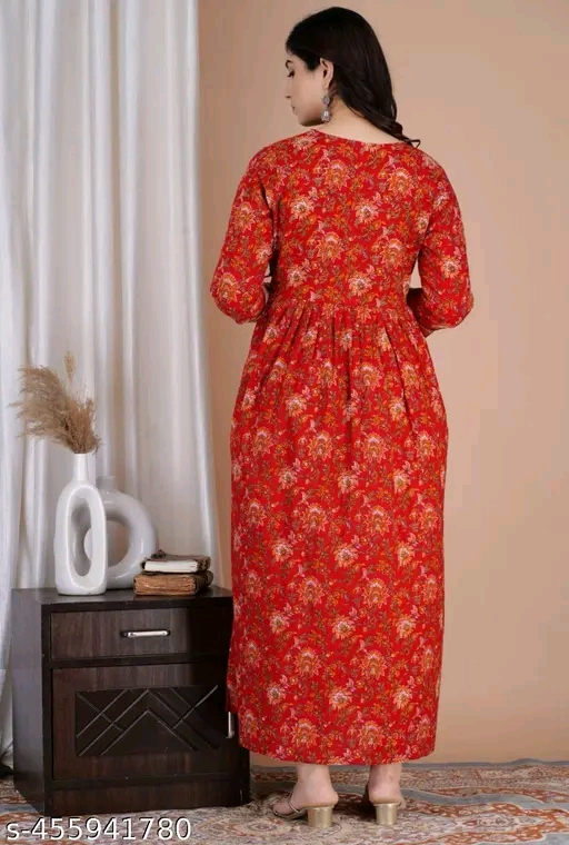 Elegant Floral Maternity & Feeding Gown | Comfortable Nursing Dress for Women - Image 4