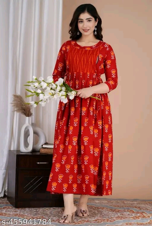 Elegant Floral Maternity & Feeding Gown | Comfortable Nursing Dress for Women - Image 3
